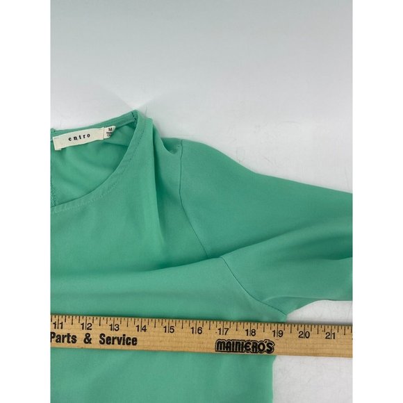 Entro  Women's Long Sleeve Mint Green Boho Crochet Back Shirt Top Blouse Medium - Picture 8 of 10